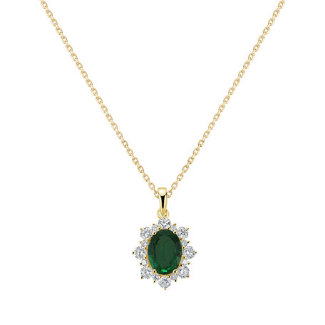 Diamond pendant with Emerald Royal Aurora