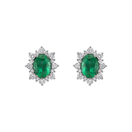 Diamond earrings with Emerald Mary Magdalene