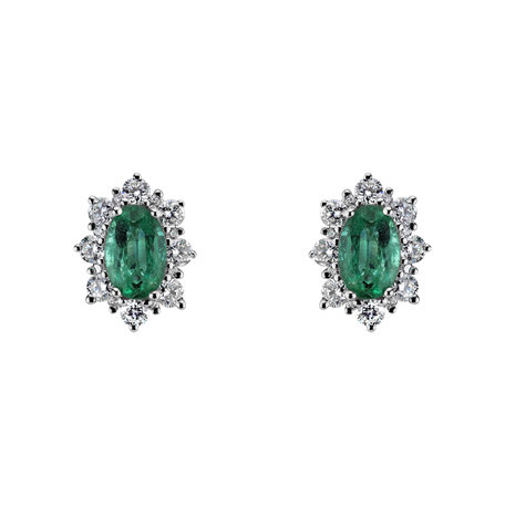 Diamond earrings with Emerald Mary Magdalene