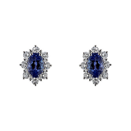 Diamond earrings with Tanzanite Mary Magdalene