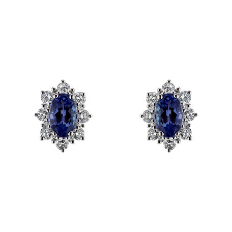 Diamond earrings with Tanzanite Mary Magdalene