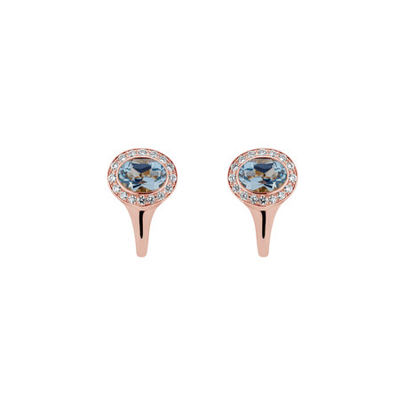 Diamond earrings with Aquamarine Echoes