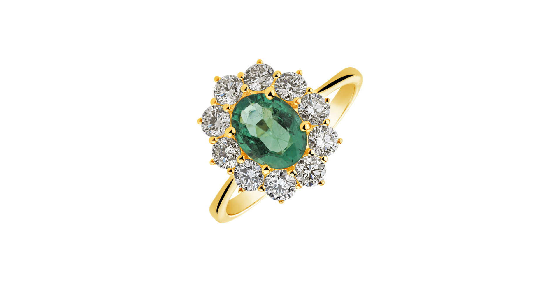 Diamond ring with Emerald Princess Joy