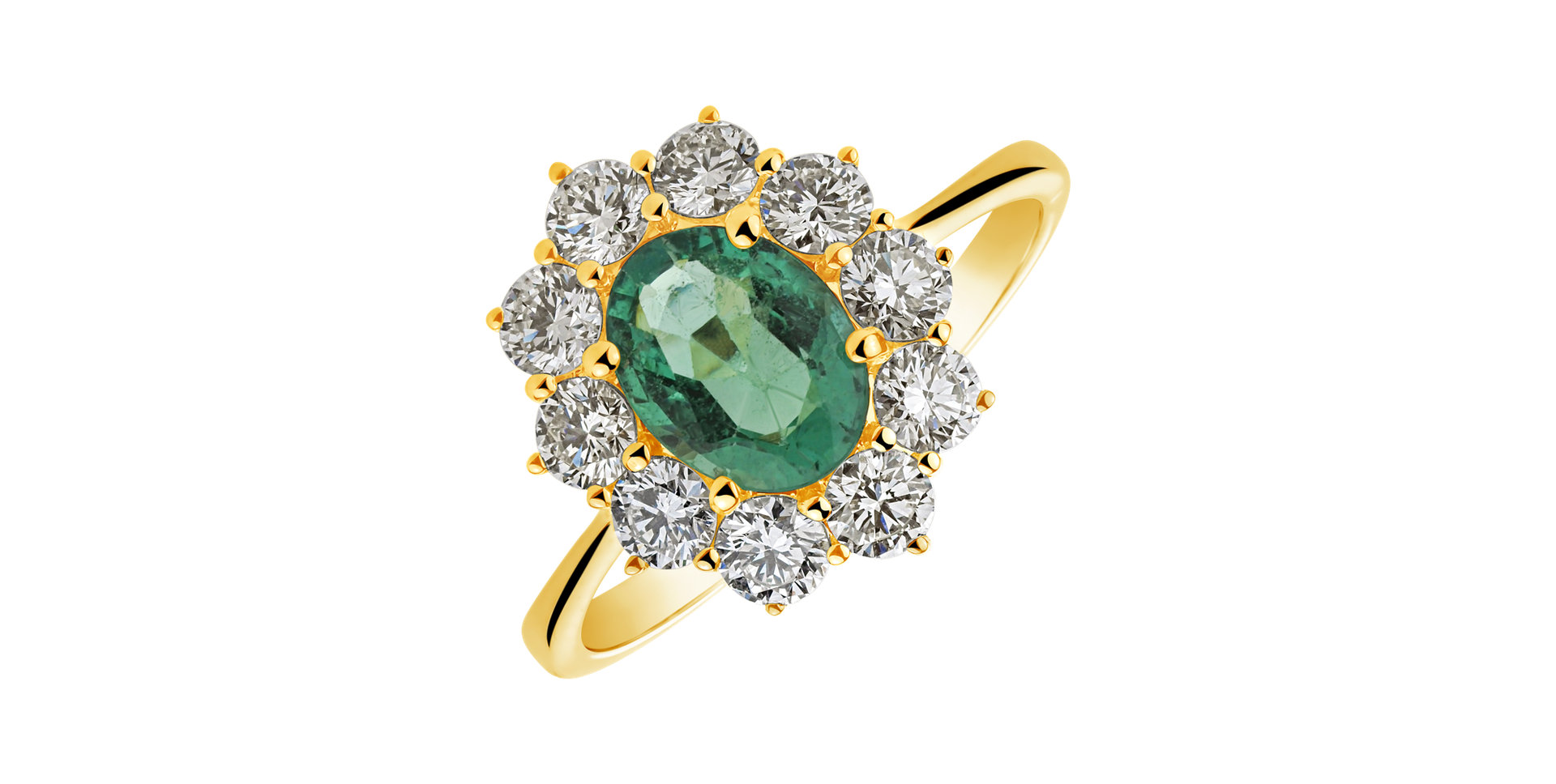 Diamond ring with Emerald Princess
