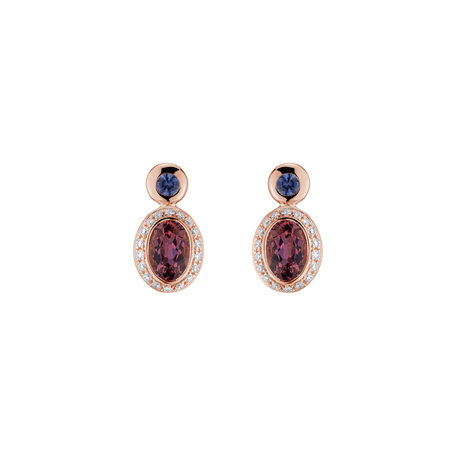 Diamond earrings with Tourmalíne and Sapphire Lèpre