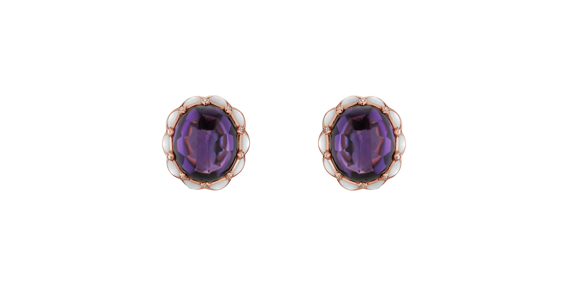 Diamond earrings with Amethyst and Mother of Pearl Primavera Gift