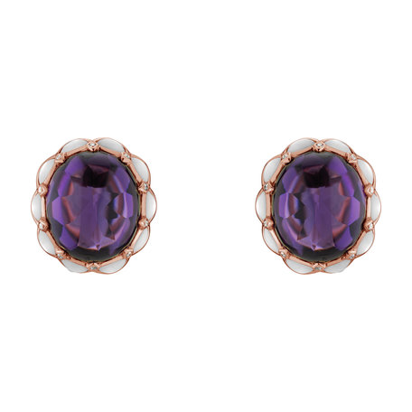 Diamond earrings with Amethyst and Mother of Pearl Primavera Gift
