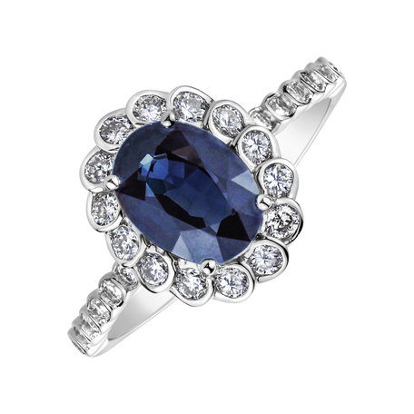 Diamond ring with Sapphire Glamour Princess