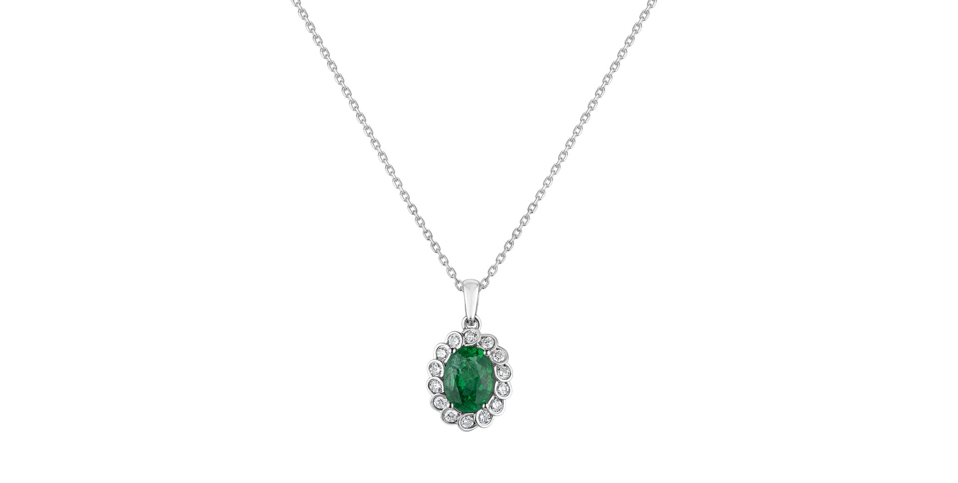 Diamond pendant with Emerald Glamour Princess
