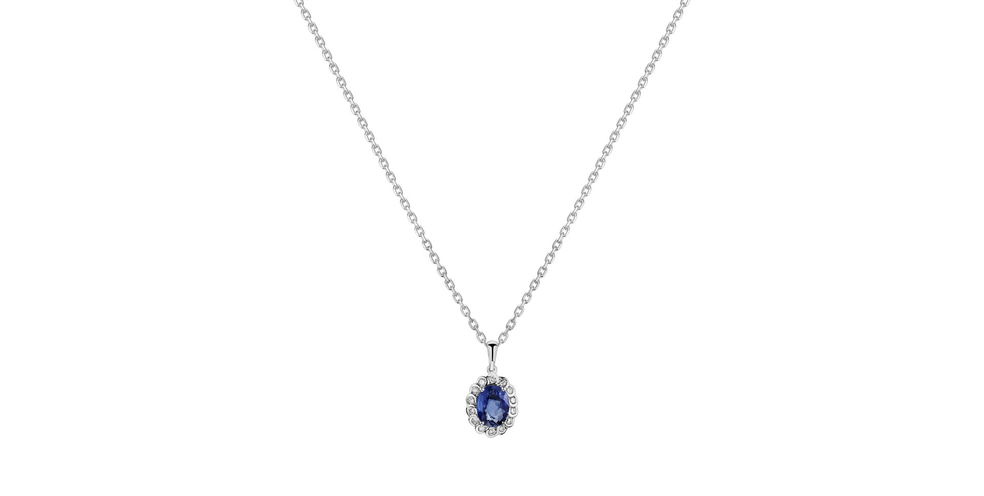 Diamond pendant with Sapphire Glamour Princess