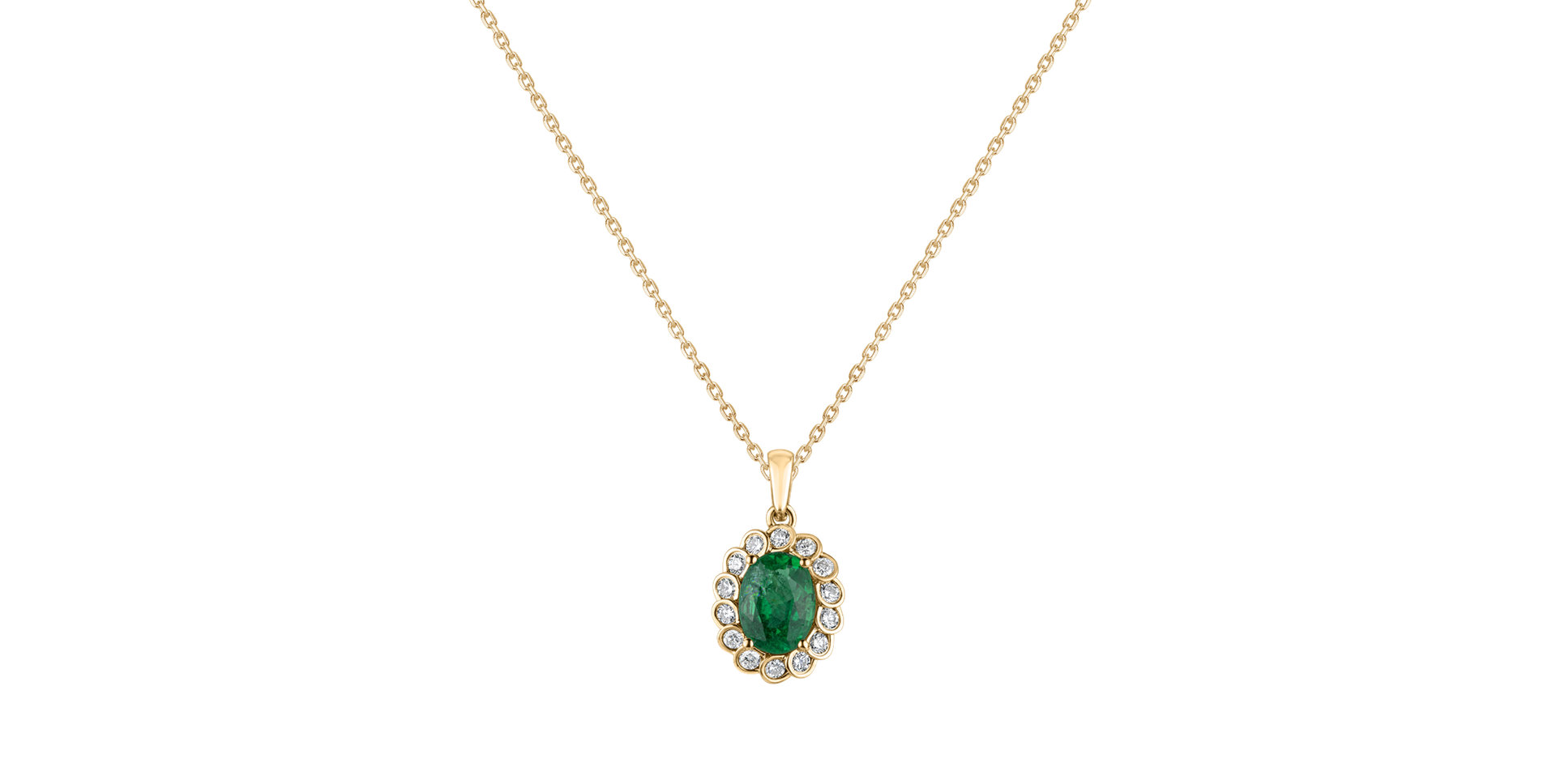 Diamond pendant with Emerald Princess