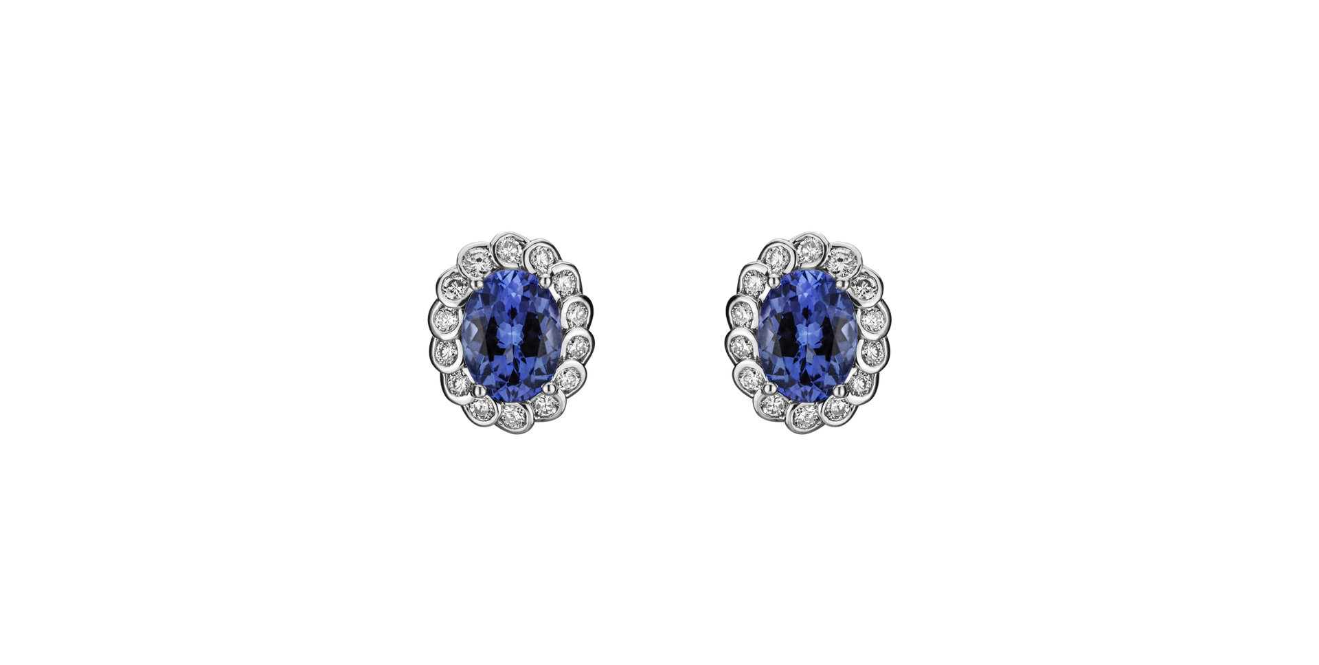Diamond earrings with Tanzanite Princess