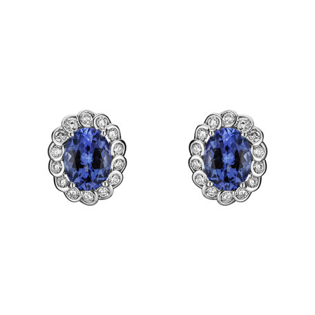 Diamond earrings with Tanzanite Princess