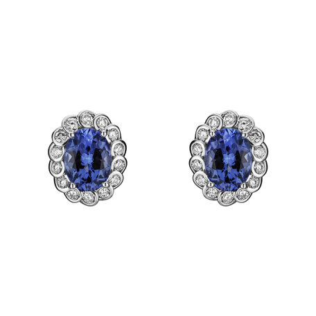 Diamond earrings with Tanzanite Princess