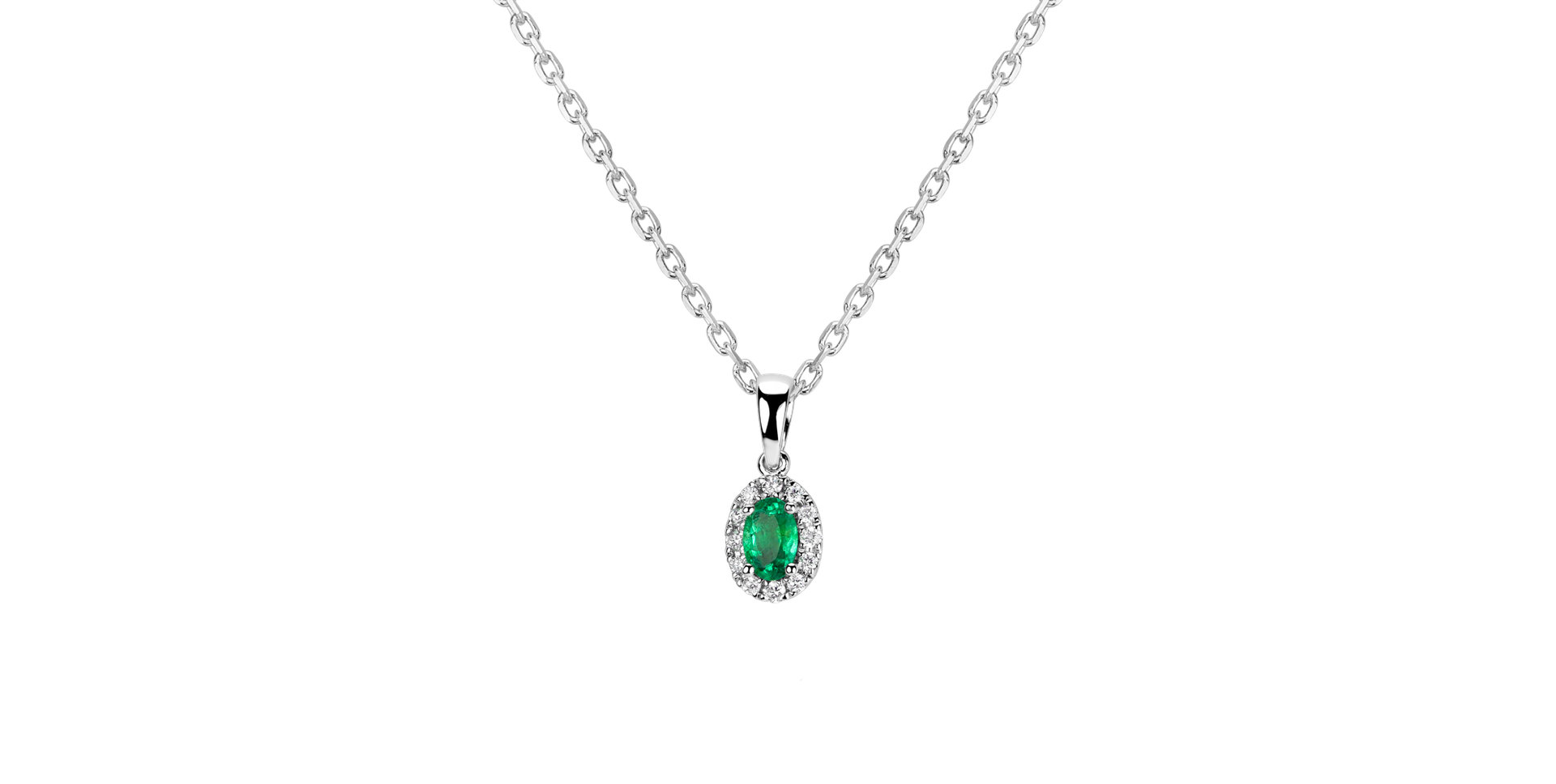 Diamond pendant with Emerald Princess