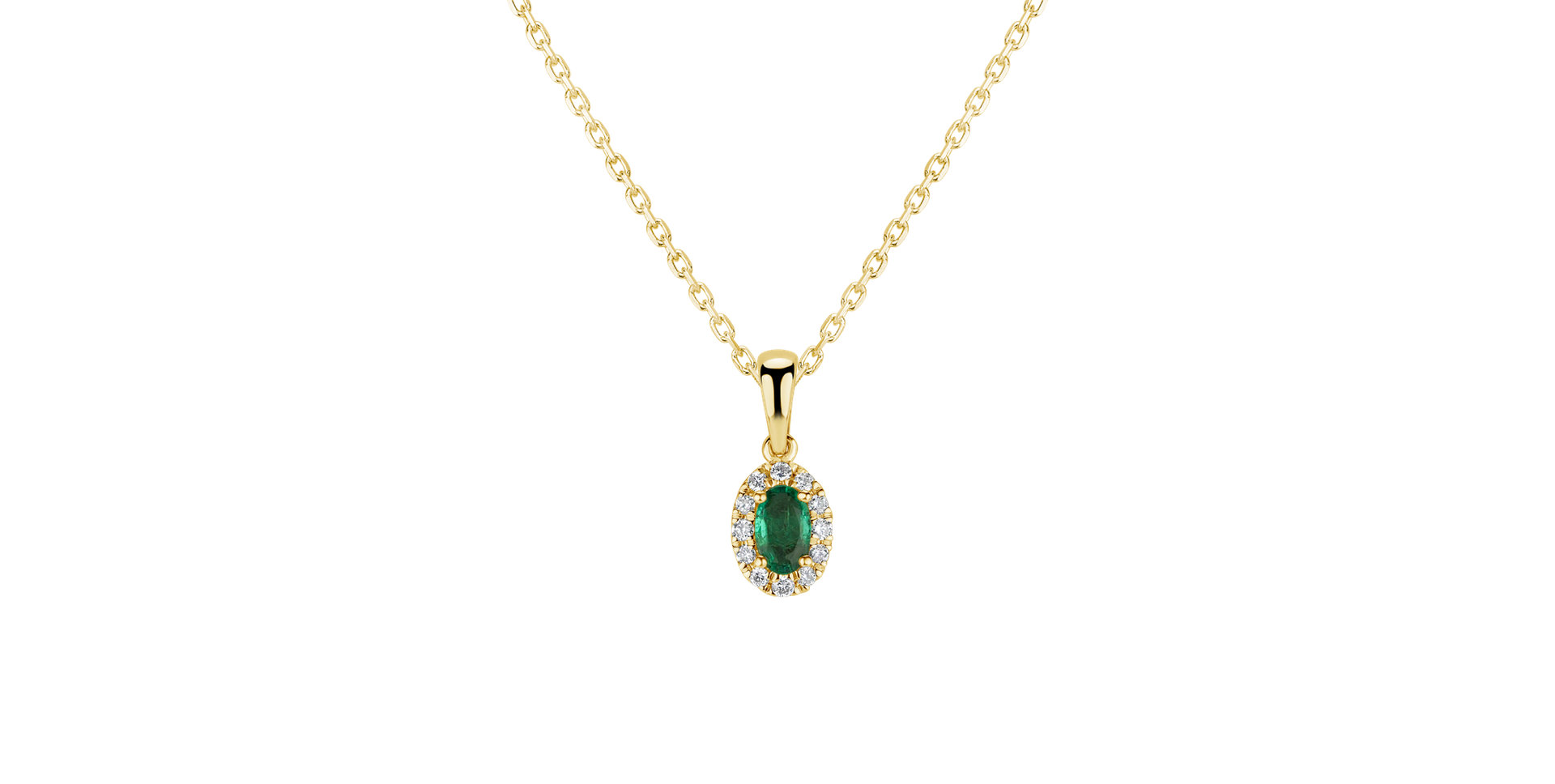Diamond pendant with Emerald Princess