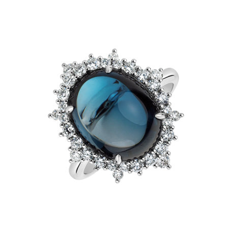 Diamond ring with Topaz Blue Hope