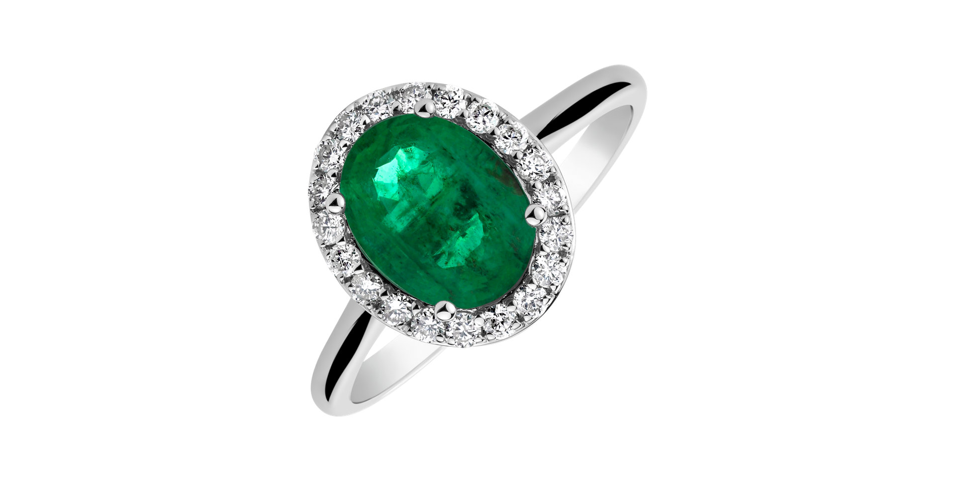 Diamond ring with Emerald Princess