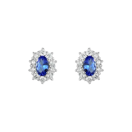Diamond earrings with Tanzanite Princess