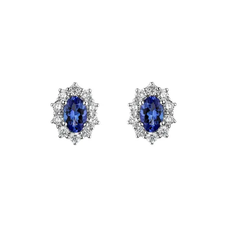 Diamond earrings with Tanzanite Princess