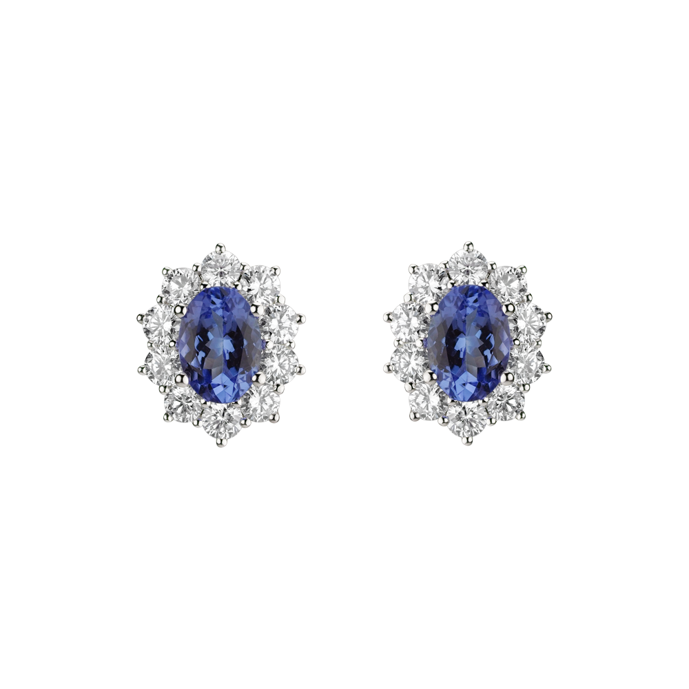 Diamond earrings with Tanzanite Princess | ALO