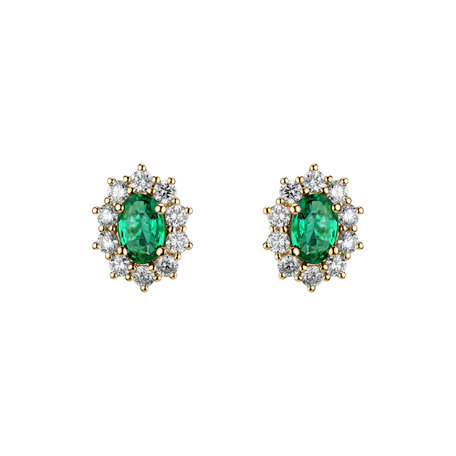 Diamond earrings with Emerald Princess