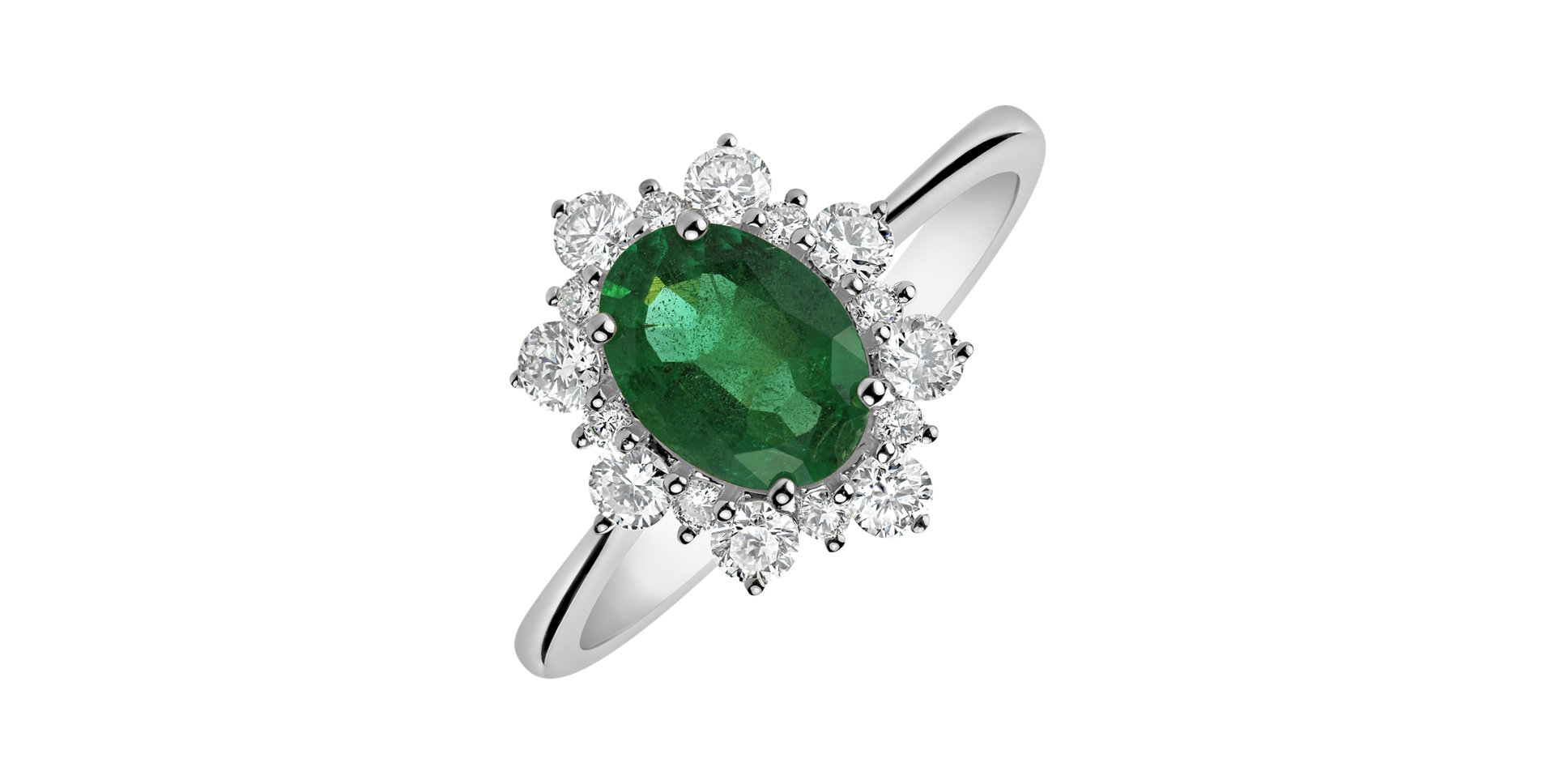 Diamond ring with Emerald Princess