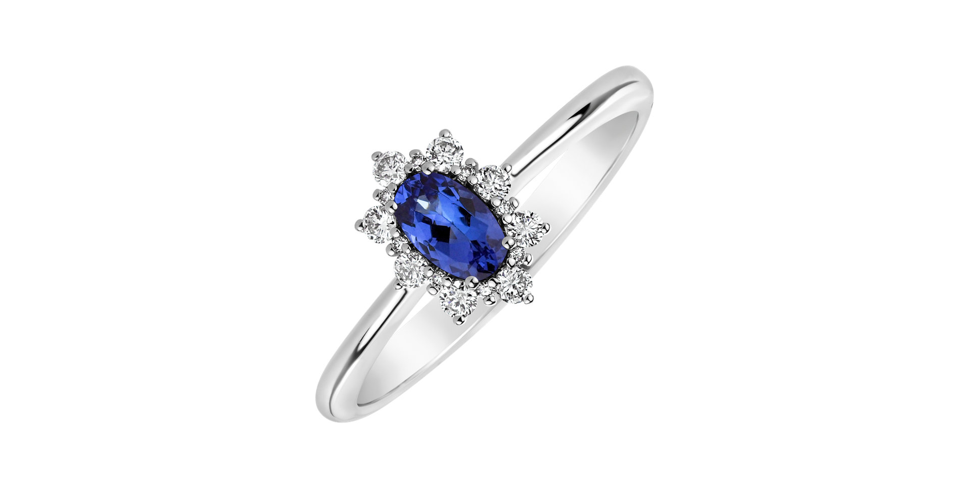 Diamond ring with Tanzanite Princess