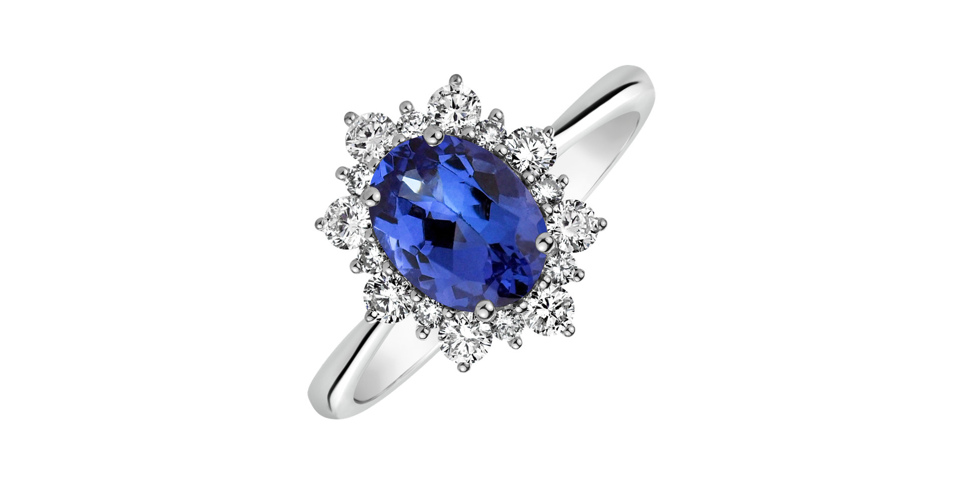 Diamond ring with Tanzanite Princess