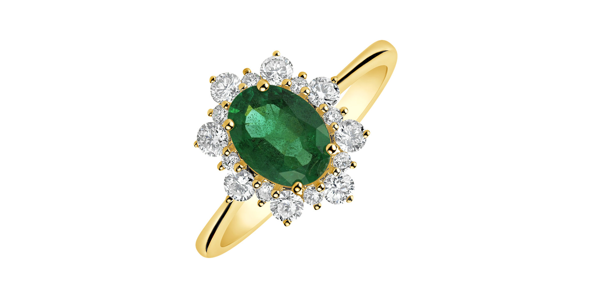 Diamond ring with Emerald Princess