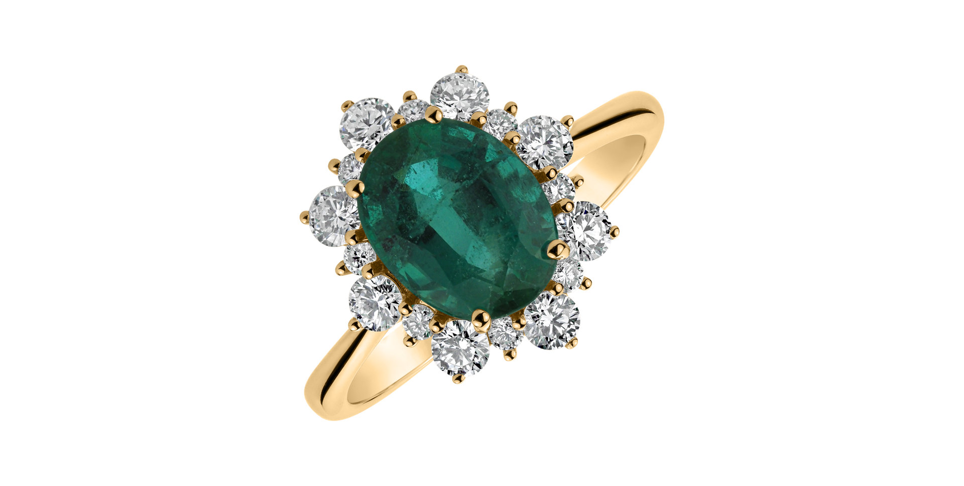 Diamond ring with Emerald Princess