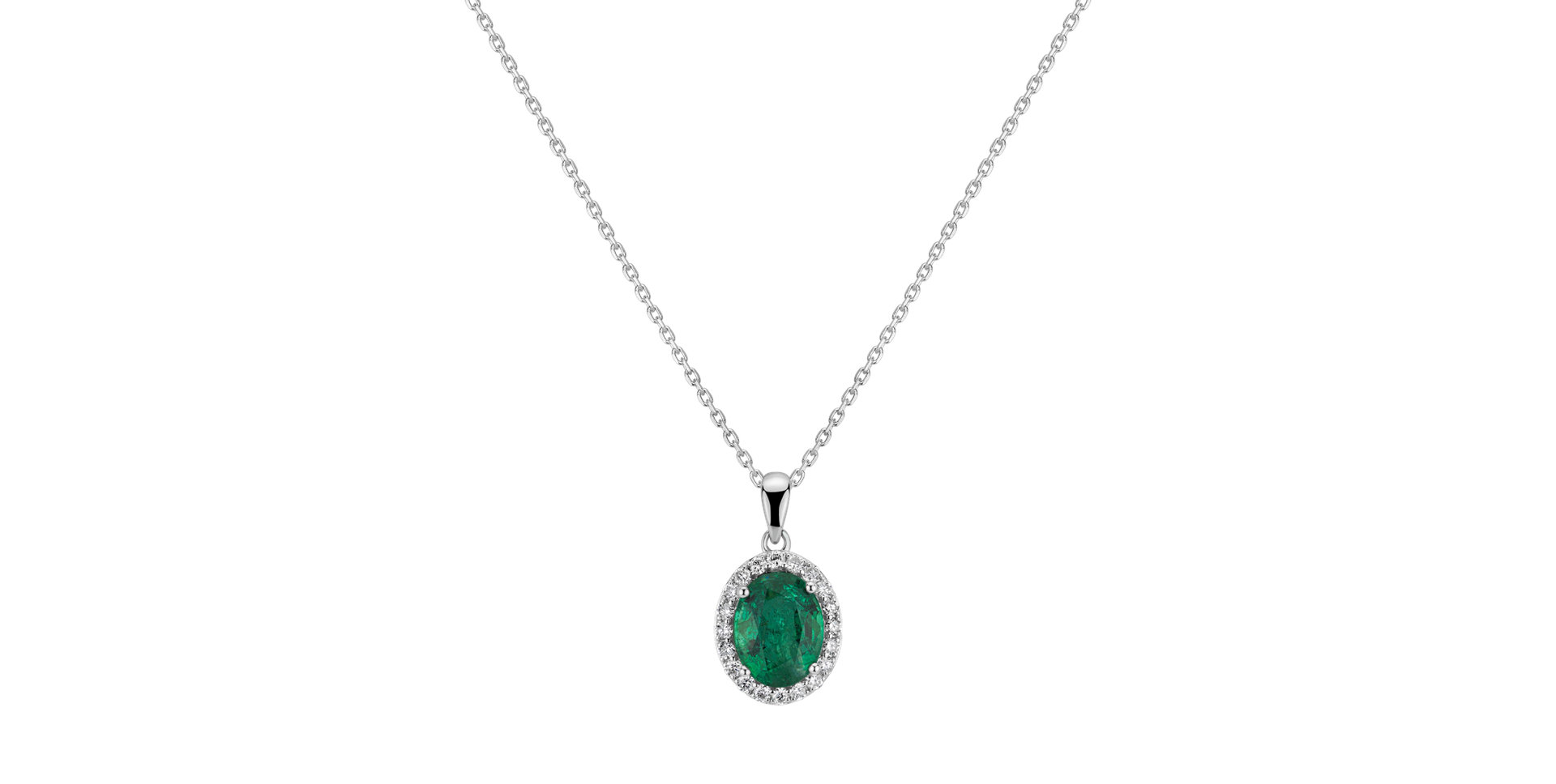 Diamond pendant with Emerald Princess