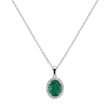Diamond pendant with Emerald Princess