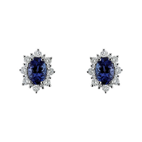 Diamond earrings with Tanzanite Mary Magdalene