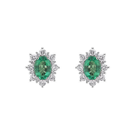 Diamond earrings with Emerald Mary Magdalene
