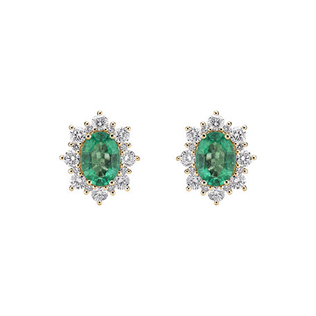 Diamond earrings with Emerald Mary Magdalene