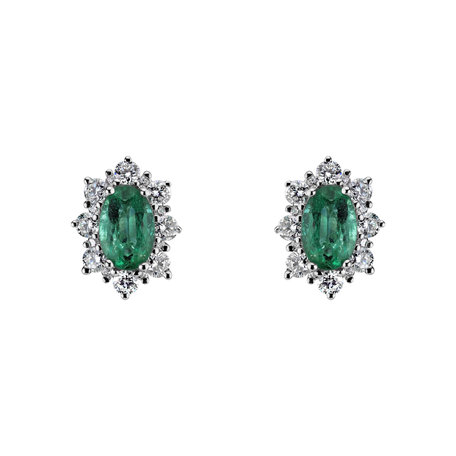 Diamond earrings with Emerald Princess