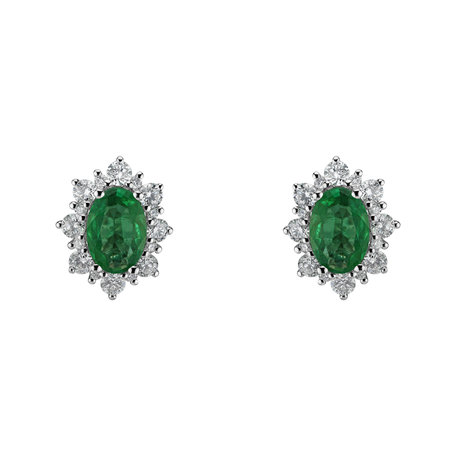 Diamond earrings with Emerald Princess