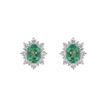 Diamond earrings with Emerald Princess
