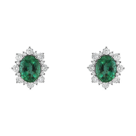 Diamond earrings with Emerald Princess