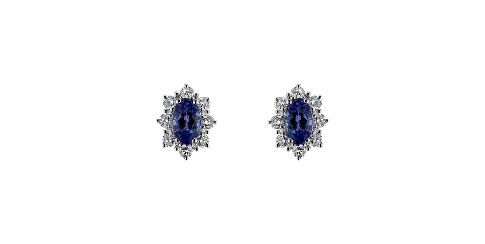 Diamond earrings with Tanzanite Princess