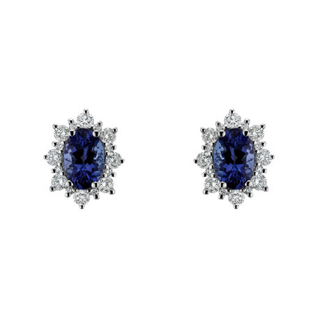 Diamond earrings with Tanzanite Princess