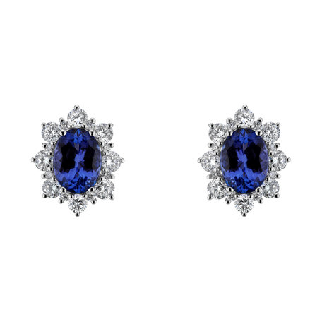 Diamond earrings with Tanzanite Princess
