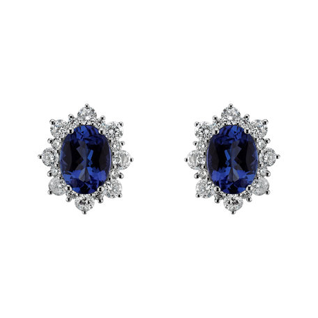 Diamond earrings with Tanzanite Princess