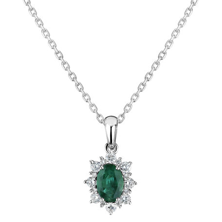 Diamond pendant with Emerald Royal Aurora