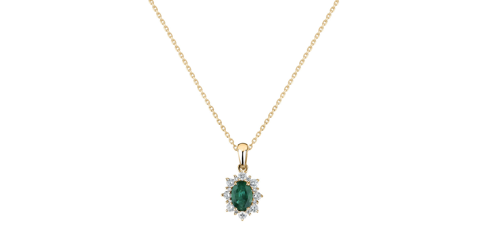 Diamond pendant with Emerald Royal Aurora