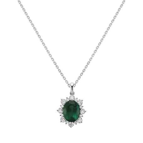 Diamond pendant with Emerald Royal Aurora