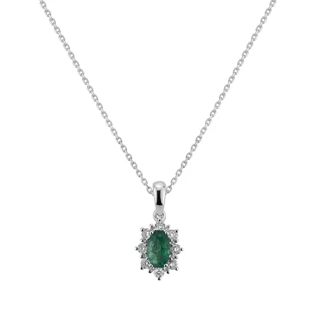 Diamond pendant with Emerald Princess