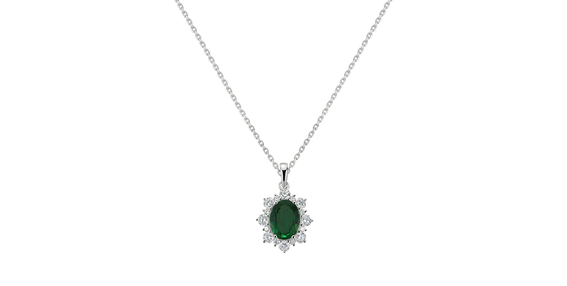 Diamond pendant with Emerald Princess