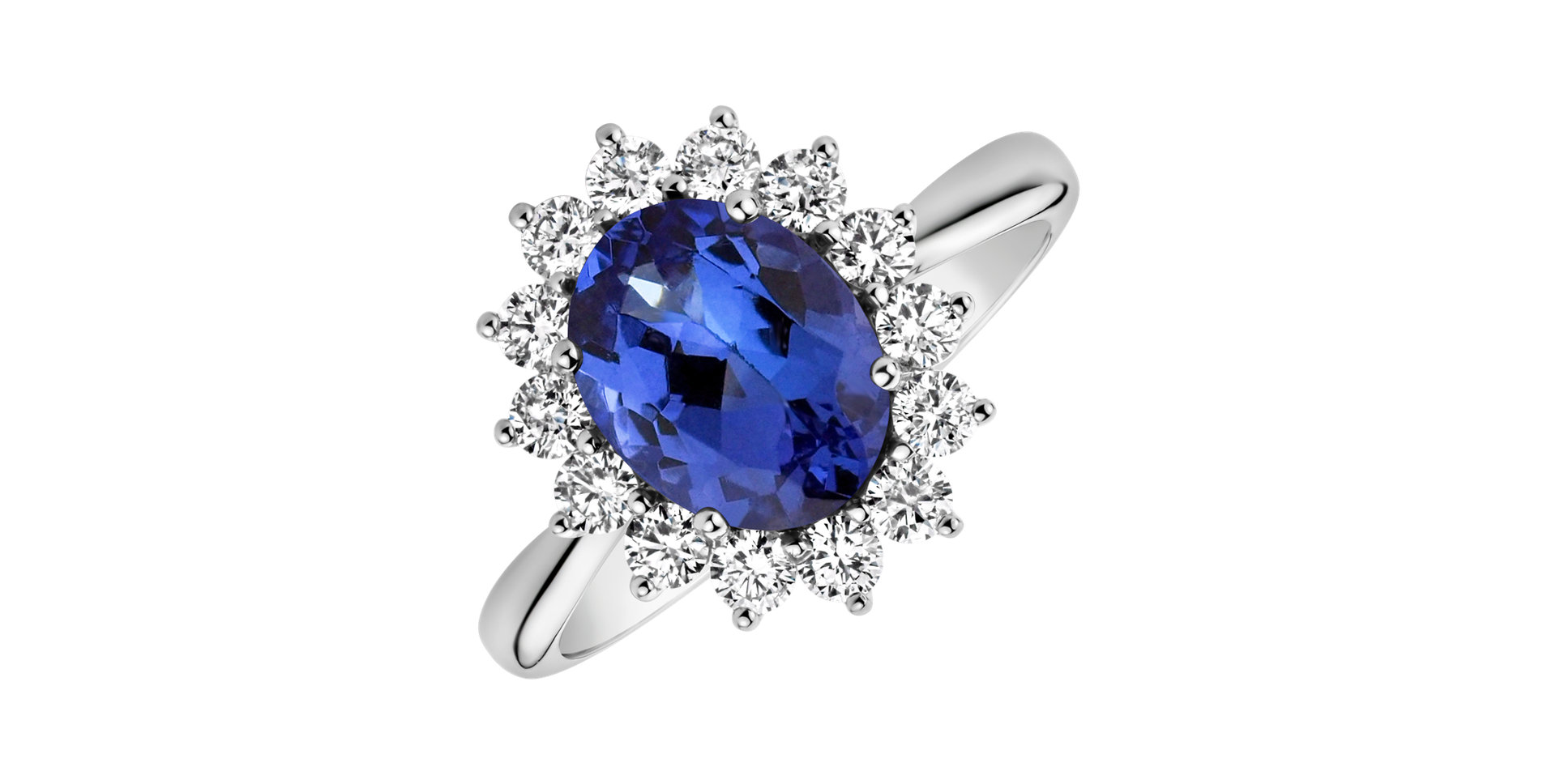 Diamond ring with Tanzanite Princess